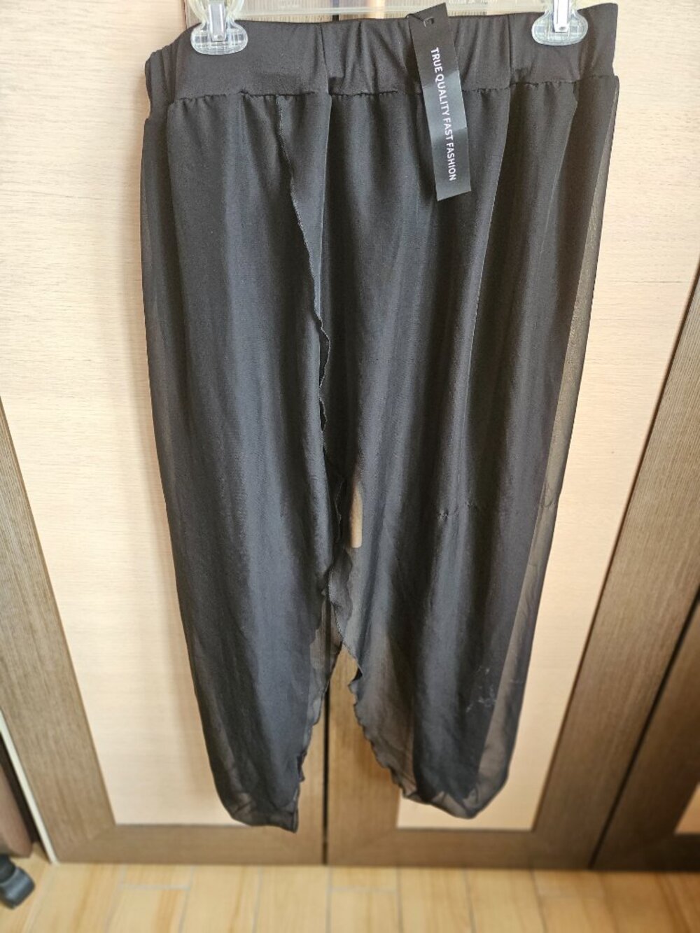 Flowy Chiffon Wide Leg Long Pants High Elastic Waist Loose Casual Full Length